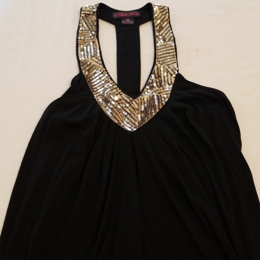 Black sequined tank top